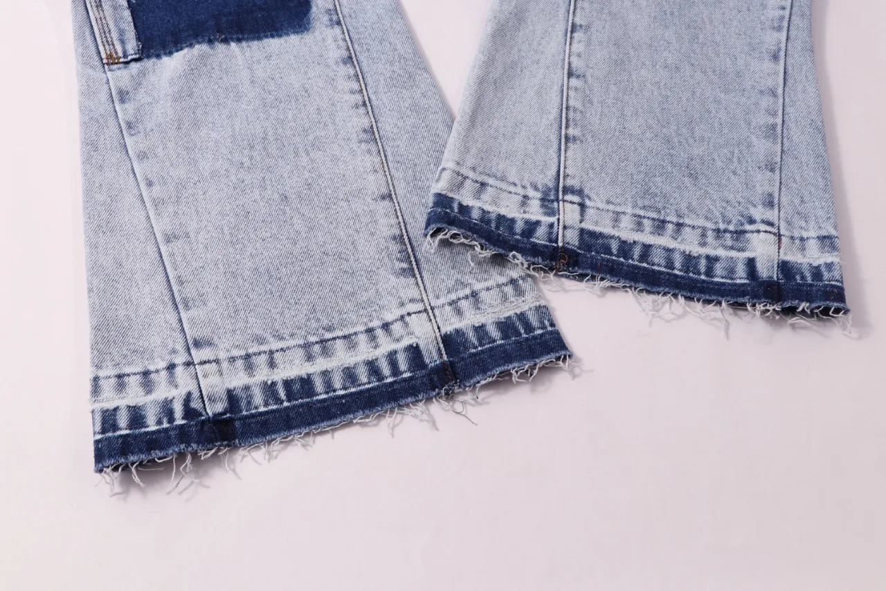 666#Gallery Dept new ink and paint patch splicing patch overalls logging pants washed blue splicing bootcut jeans beautiful trendy pants versatile casual trousers washed blue S~XL P290